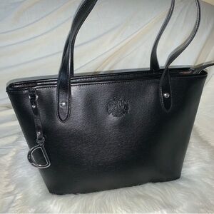 Ralph Lauren Newbury 100% leather Saffiano Black Leather Bag